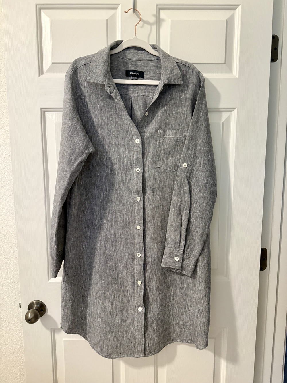 NWOT - Karen Kane Linen Shirt Dress - Color: Charcoal - Size L